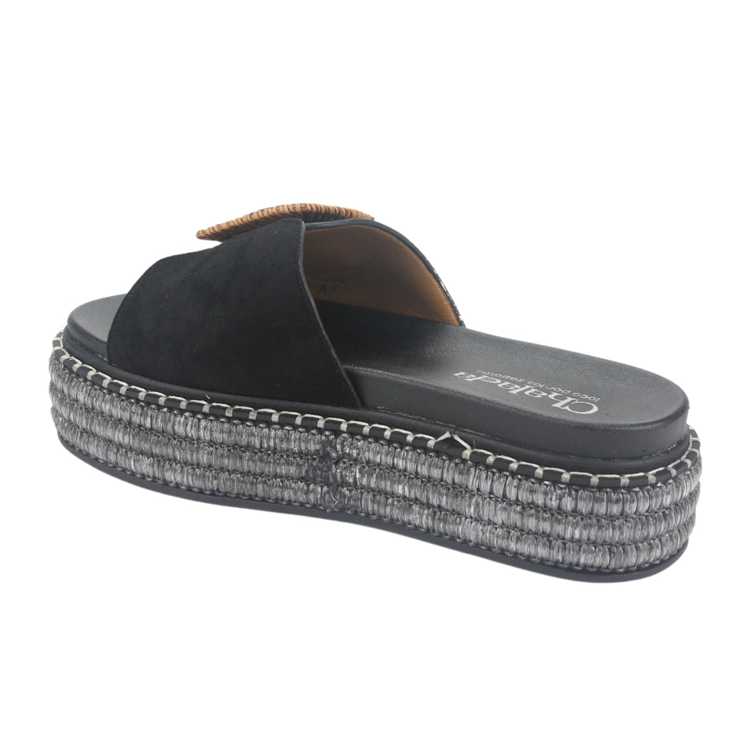 Sandalia Chalada Mujer Yukon-16 Negro Plataforma Poki