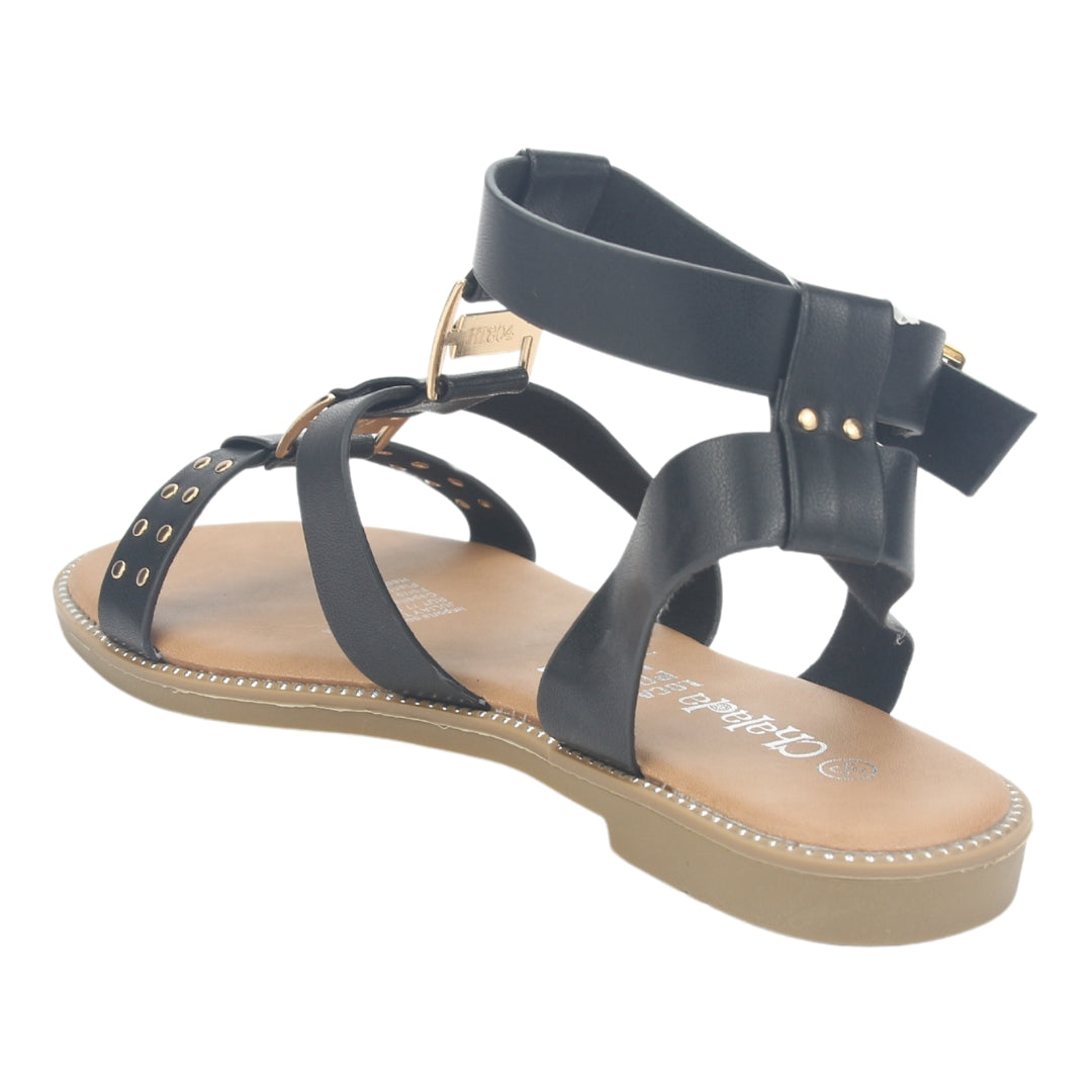 Sandalia Chalada Mujer Alki-2 Negro Plana