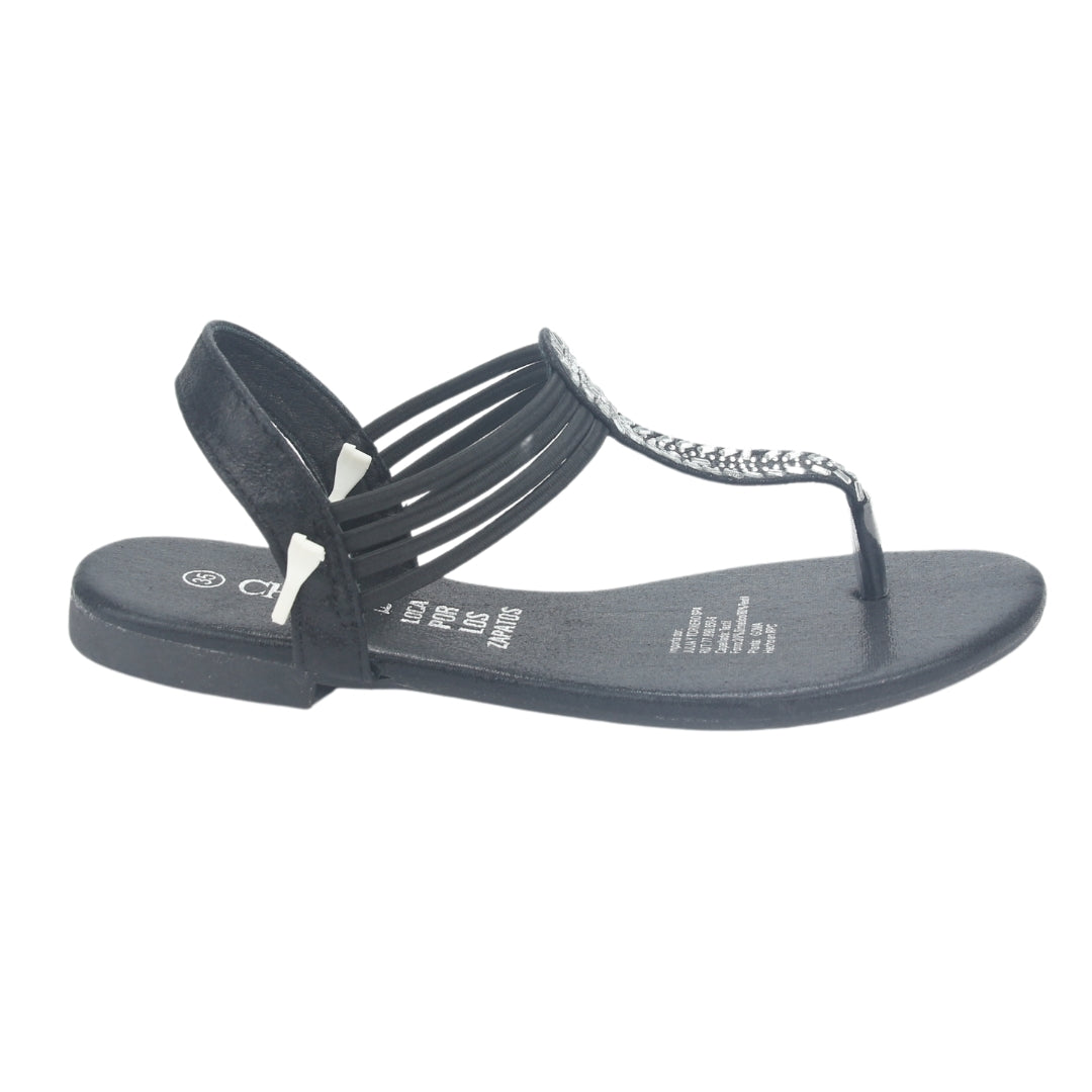 Sandalia Chalada Mujer Alki-5 Negro Plana