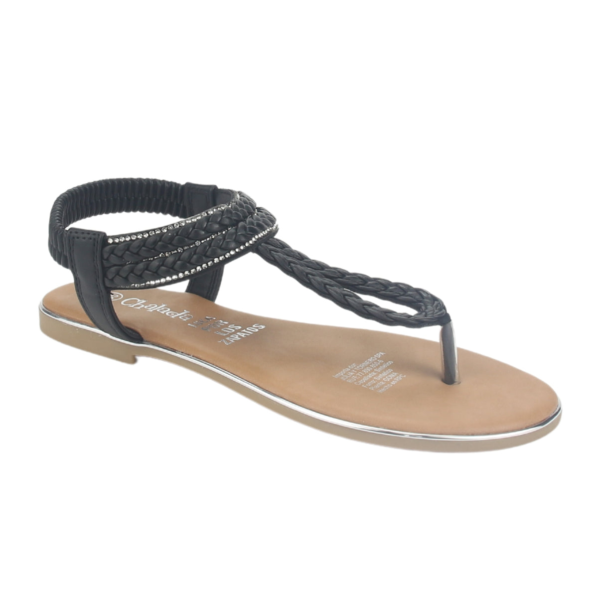 Sandalia Chalada Mujer Call-25 Negro Plana