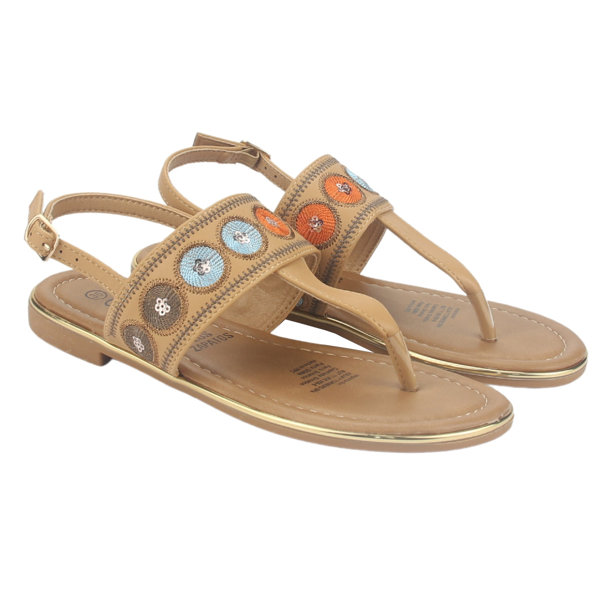 Sandalia Chalada Mujer Call-27 Camel Plana