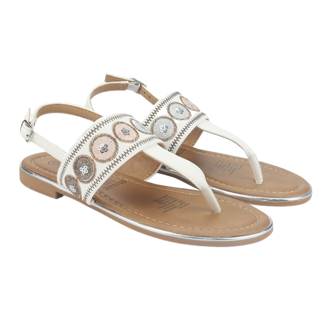 Sandalia Chalada Mujer Call-27 Blanco Plana