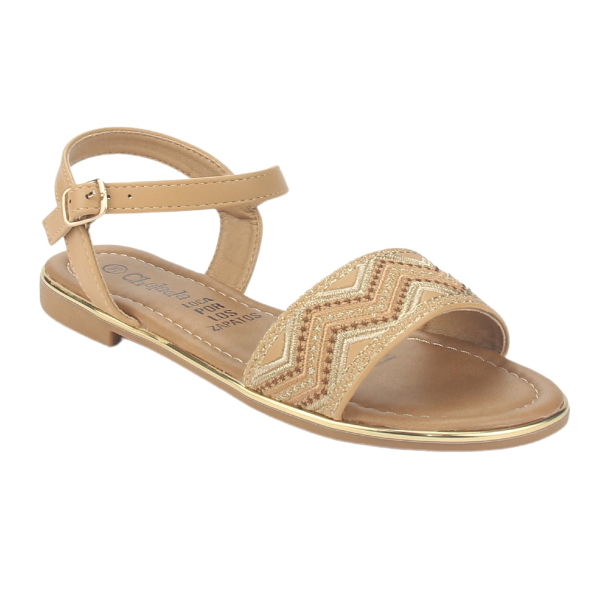 Sandalia Chalada Mujer Call-29 Camel Plana