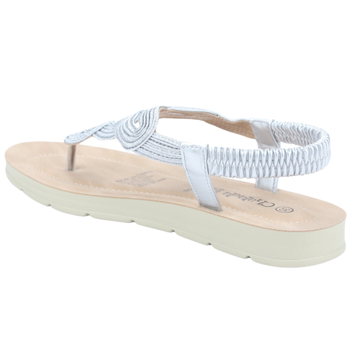 Sandalia Chalada Mujer Quina-1 Plateado Plano
