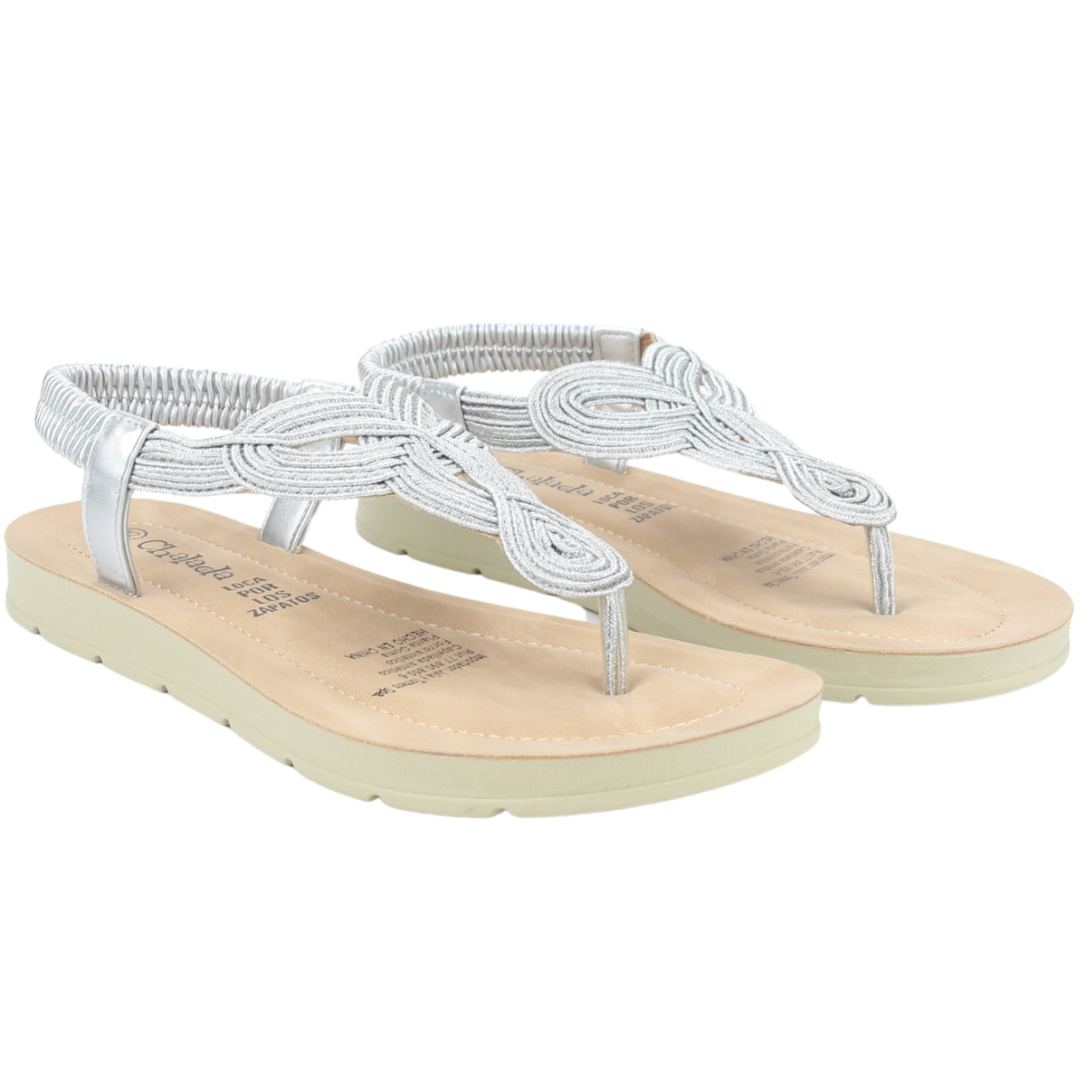 Sandalia Chalada Mujer Quina-1 Plateado Plano