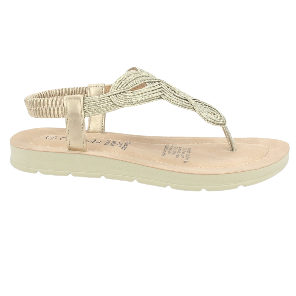 Sandalia Chalada Mujer Quina-1 Dorado Plano