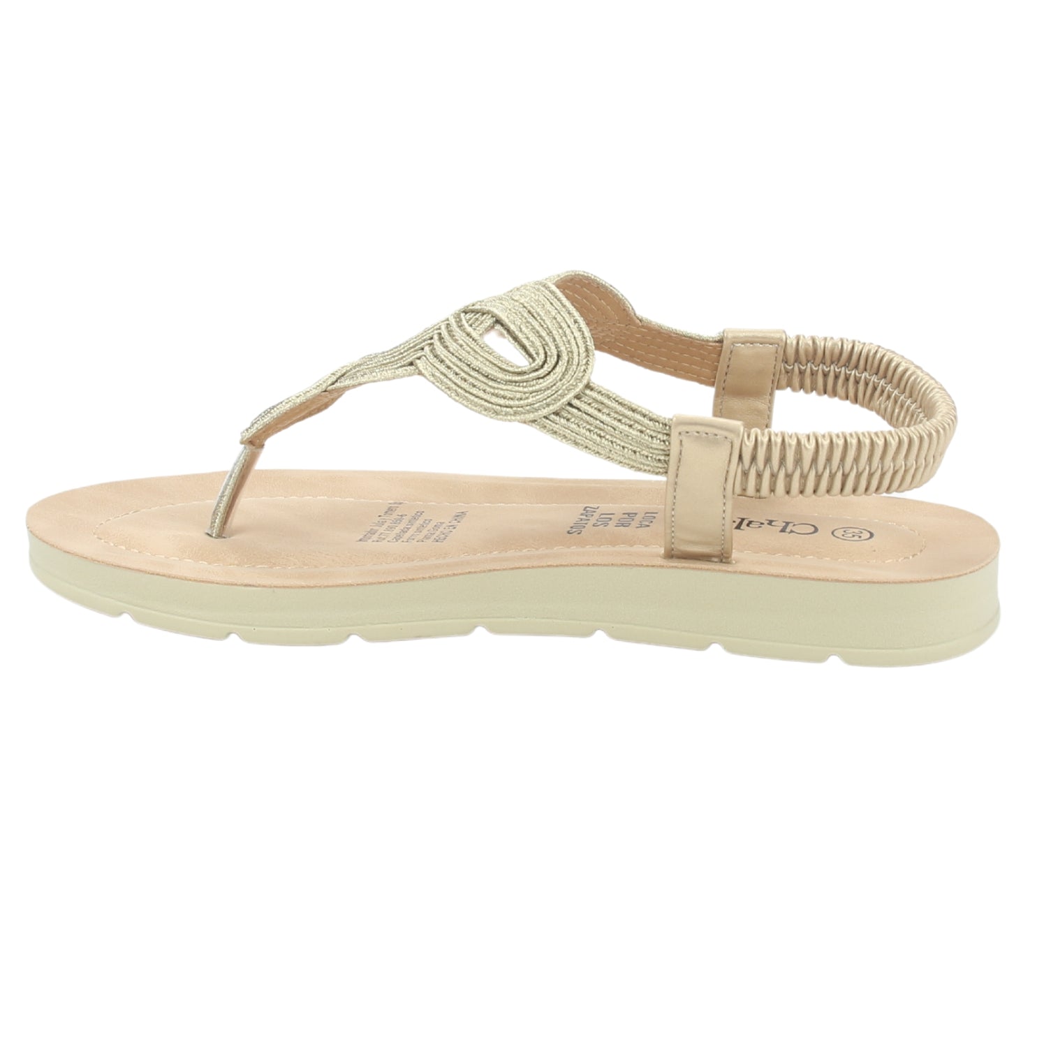 Sandalia Chalada Mujer Quina-1 Dorado Plano