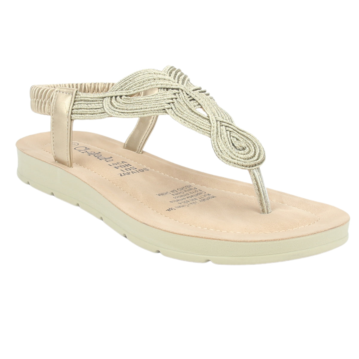 Sandalia Chalada Mujer Quina-1 Dorado Plano