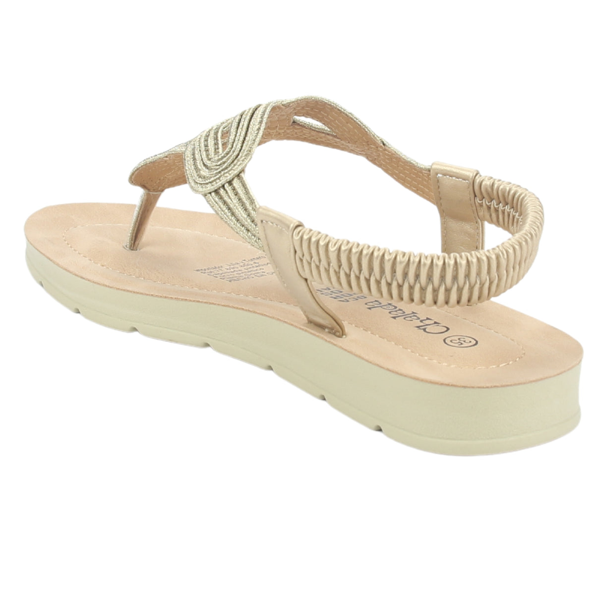 Sandalia Chalada Mujer Quina-1 Dorado Plano