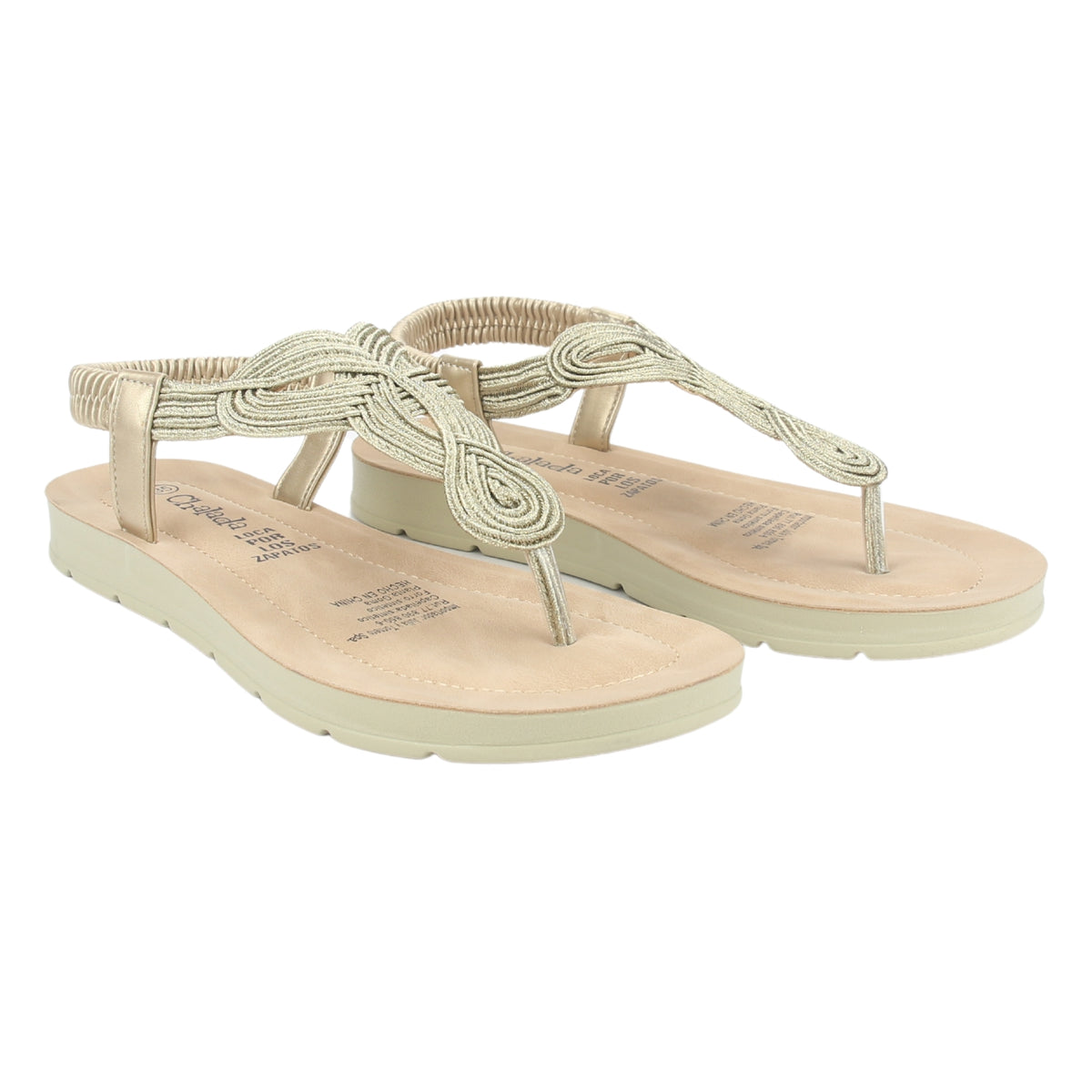 Sandalia Chalada Mujer Quina-1 Dorado Plano