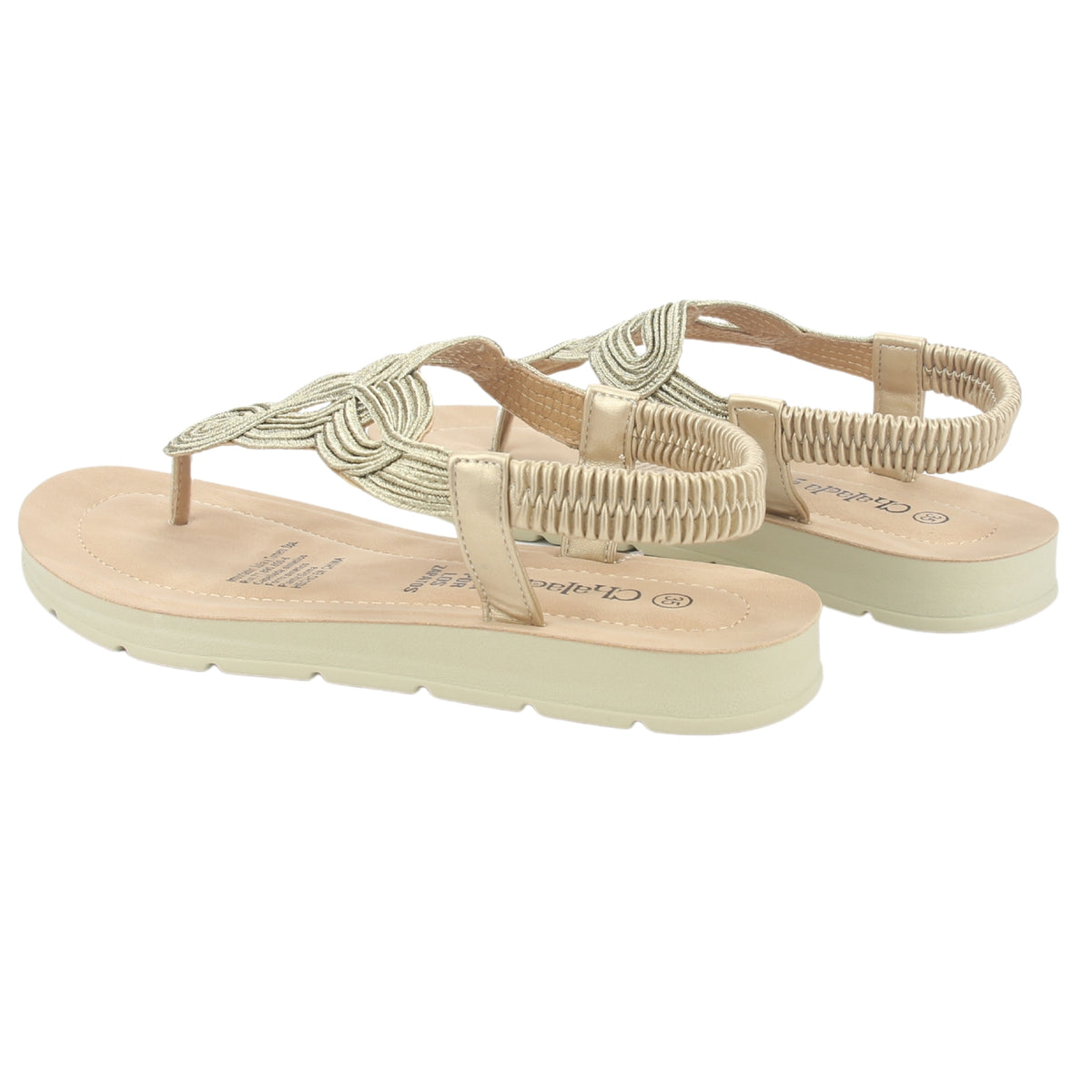 Sandalia Chalada Mujer Quina-1 Dorado Plano