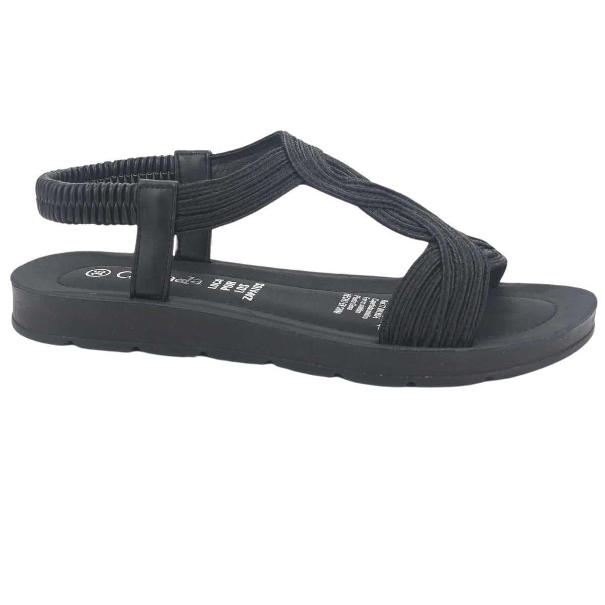 Sandalia Chalada Mujer Quina-2 Negro Plano