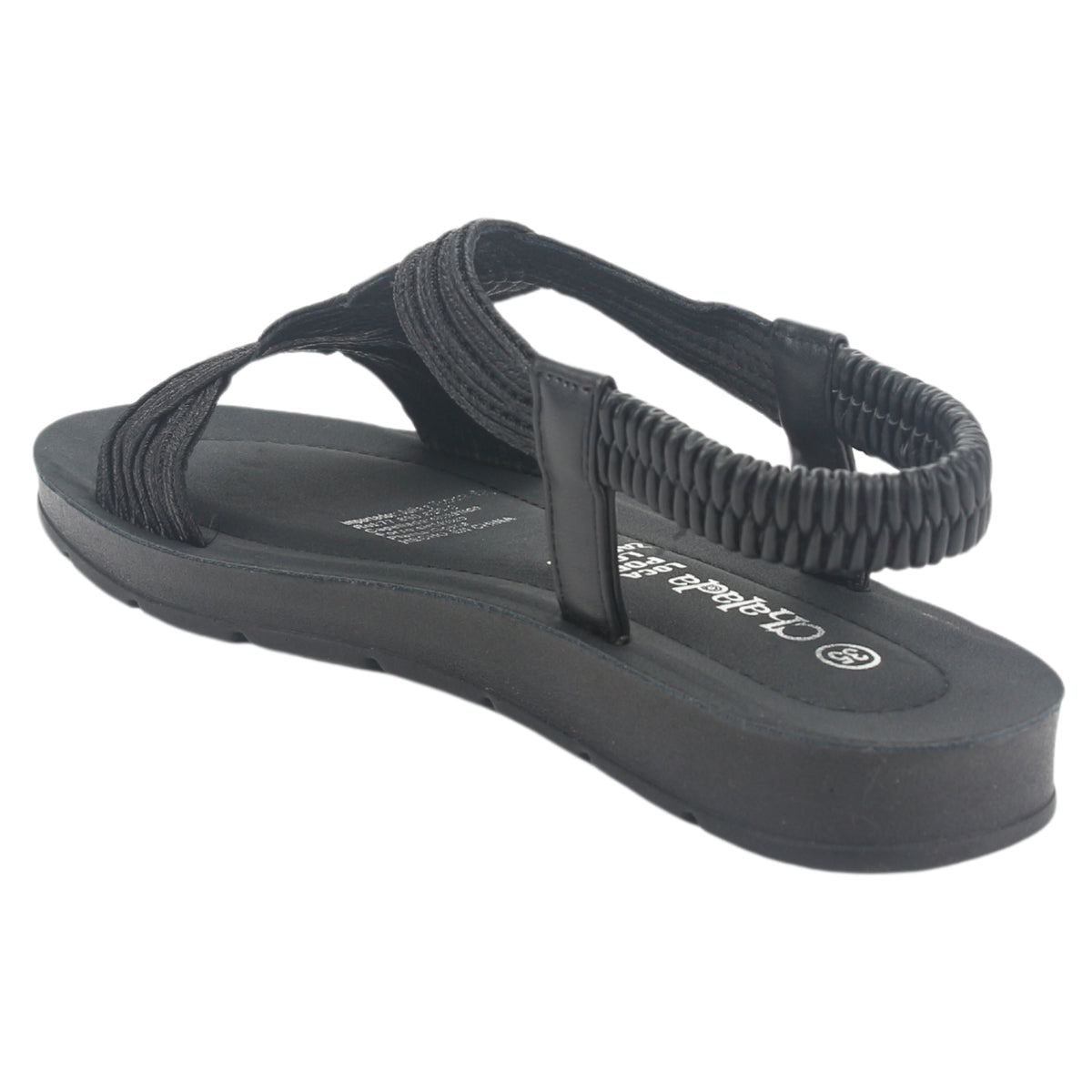 Sandalia Chalada Mujer Quina-2 Negro Plano