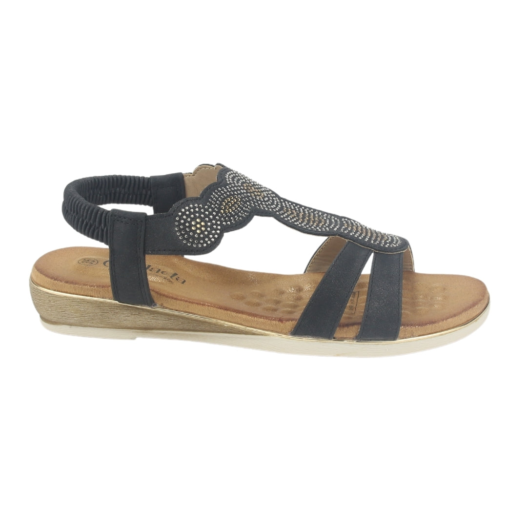 Sandalia Chalada Mujer Alka-1 Negro Plano