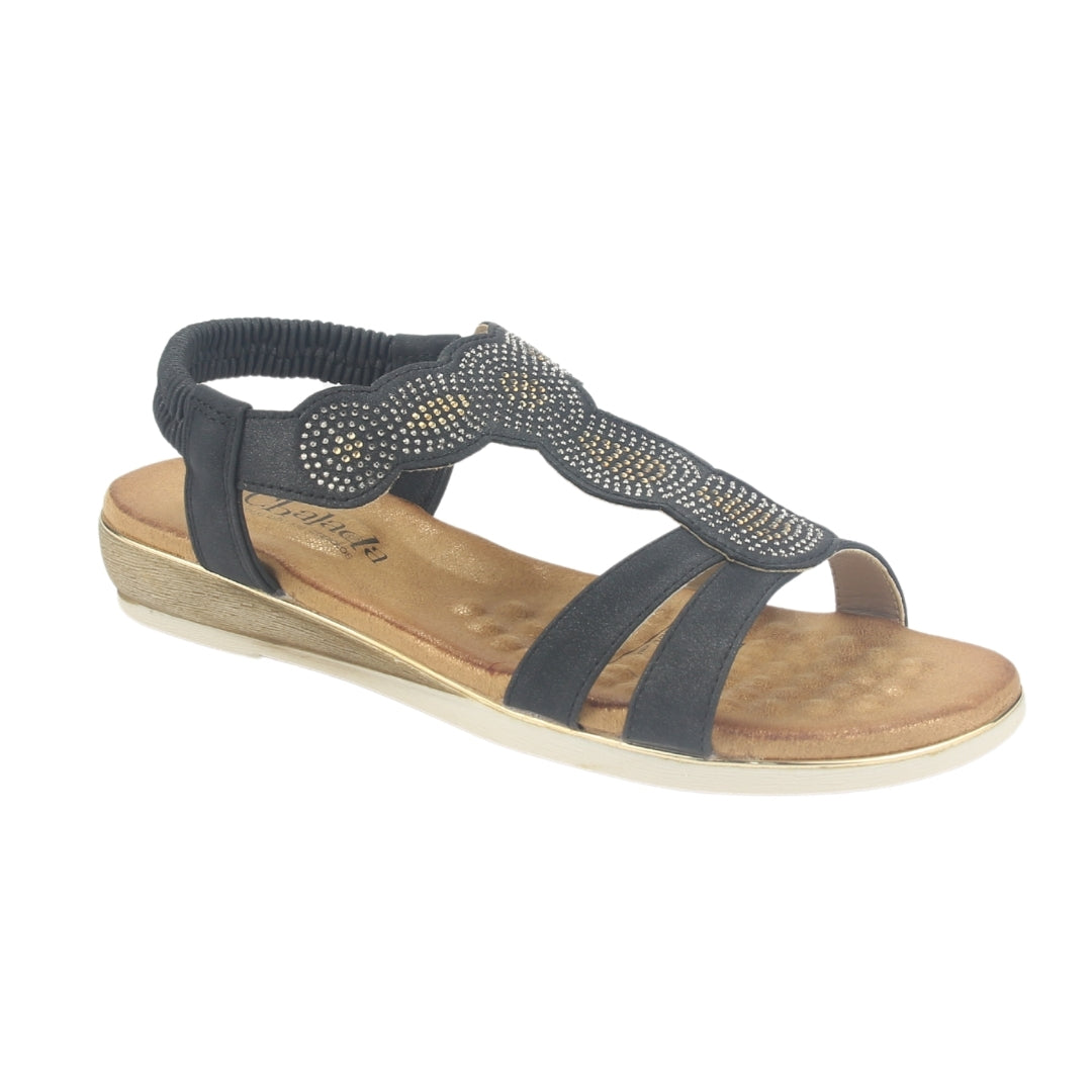 Sandalia Chalada Mujer Alka-1 Negro Plano