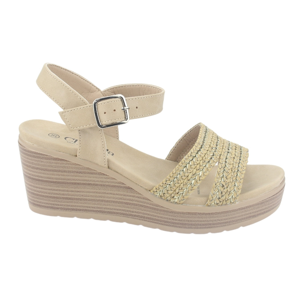 Sandalia Chalada Mujer Pady-2 Beige Plataforma
