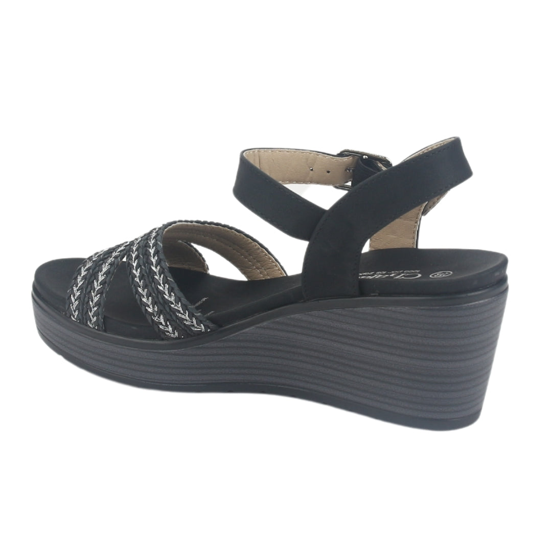 Sandalia Chalada Mujer Pady-2 Negro Plataforma