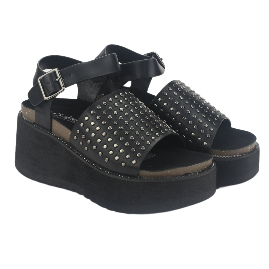 Sandalia Chalada Mujer Viru-29 Negro Plataforma