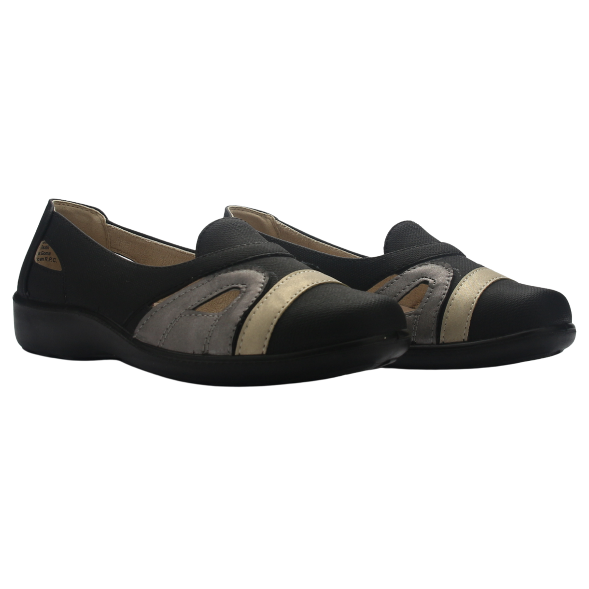 Zapato de Mujer de color Negro/Dorado Casual Chalada Deco-12