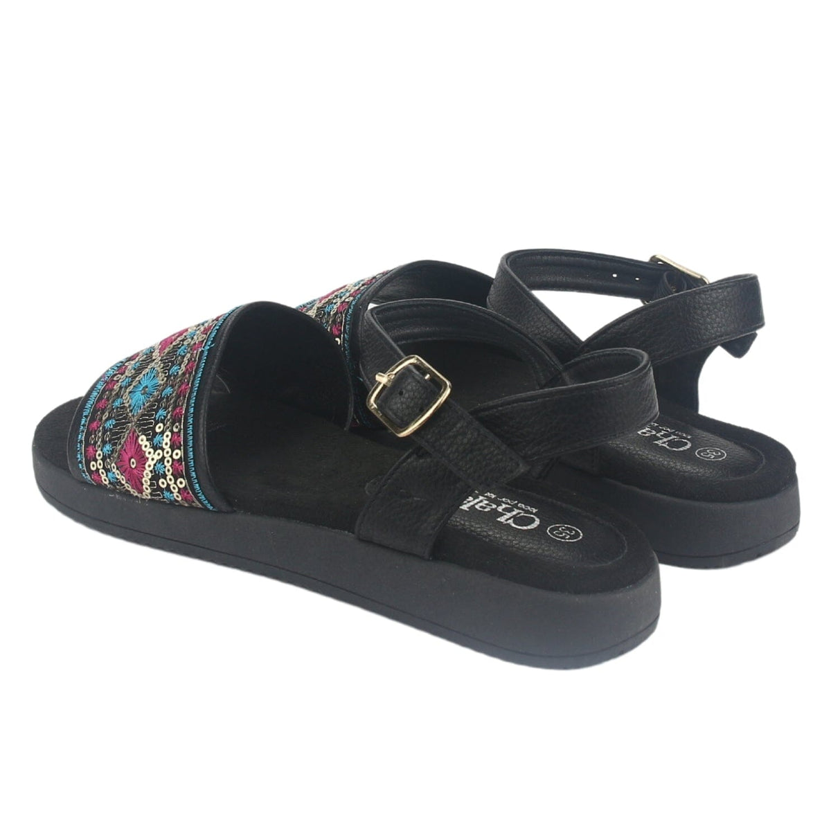 Sandalia Chalada Mujer Bira-2 Negro Casual Sandalias Taco Chalada 
