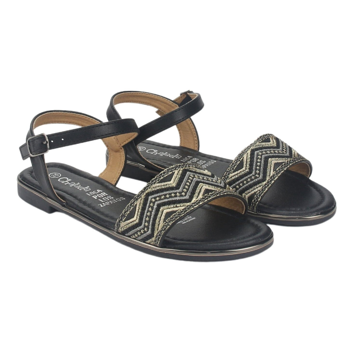 Sandalia Chalada Mujer Call-29 Negro Plana Sandalias Chalada 