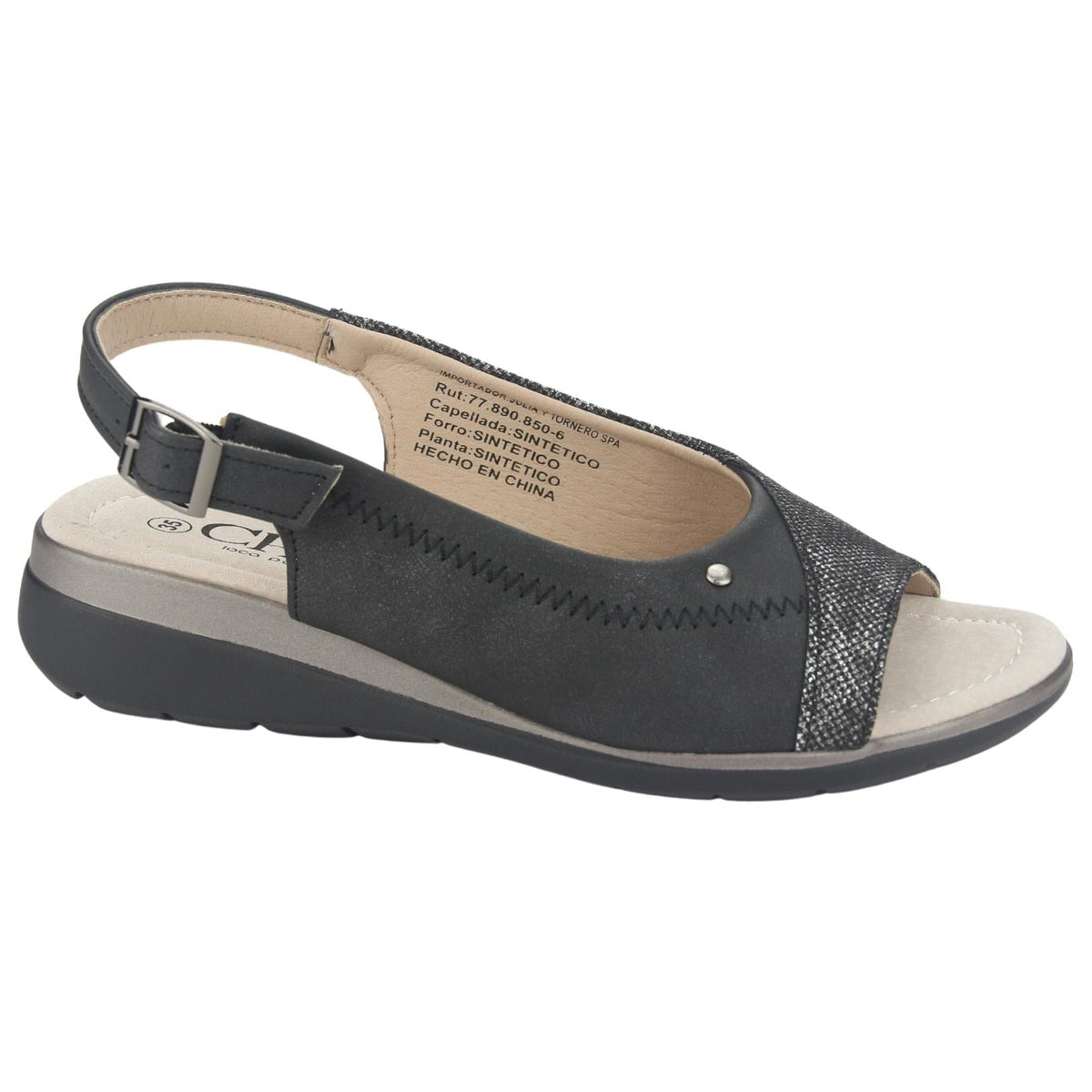 Sandalia Chalada Mujer Floro-5 Negro Casual Sandalia Chalada 
