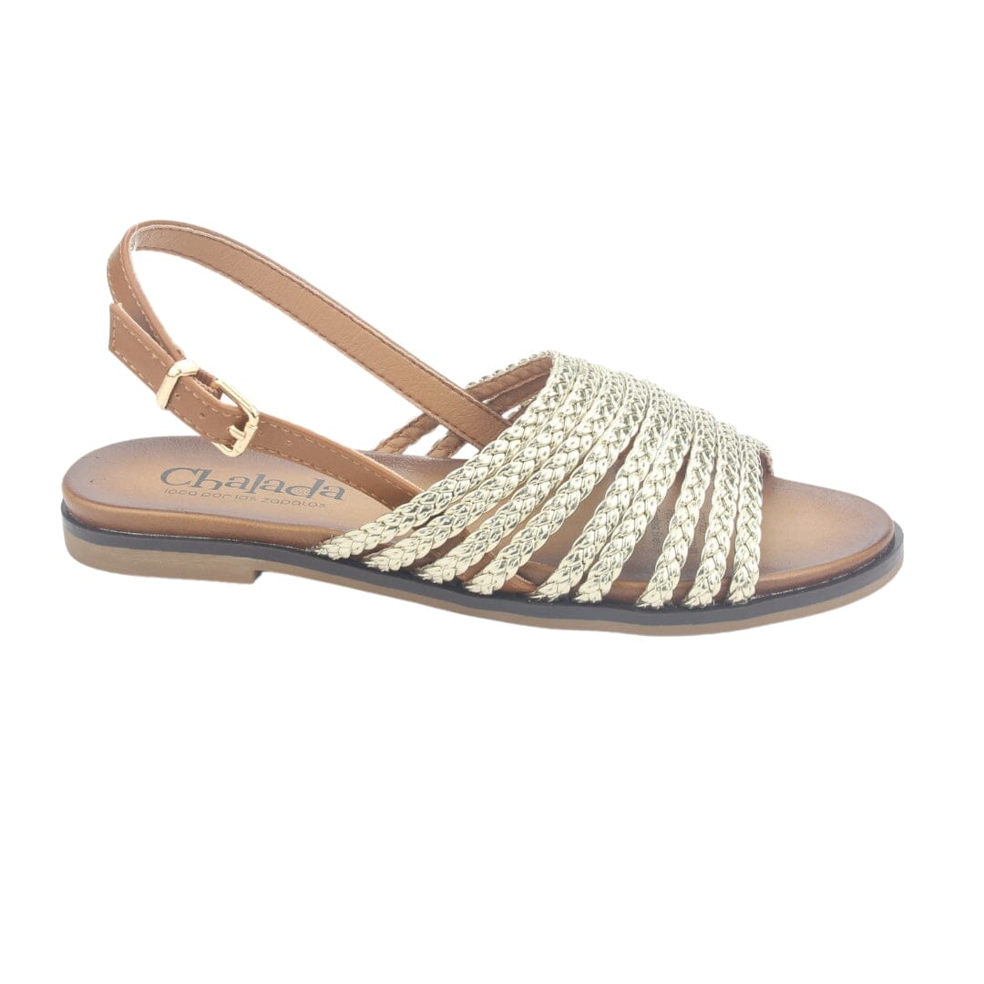 Sandalia Chalada Mujer Greca-61 Dorado Plana Sandalias Planas Chalada 