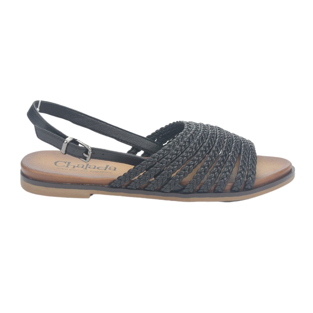 Sandalia Chalada Mujer Greca-61 Negro Plana Sandalias Planas Chalada 