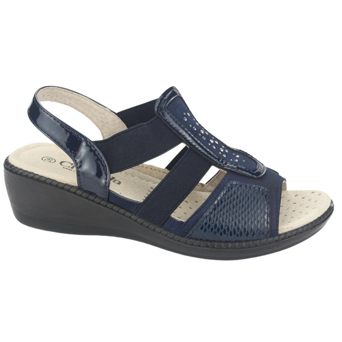 Sandalia Chalada Mujer Lupe-4 Azul Marino Casual Sandalias Taco Chalada 