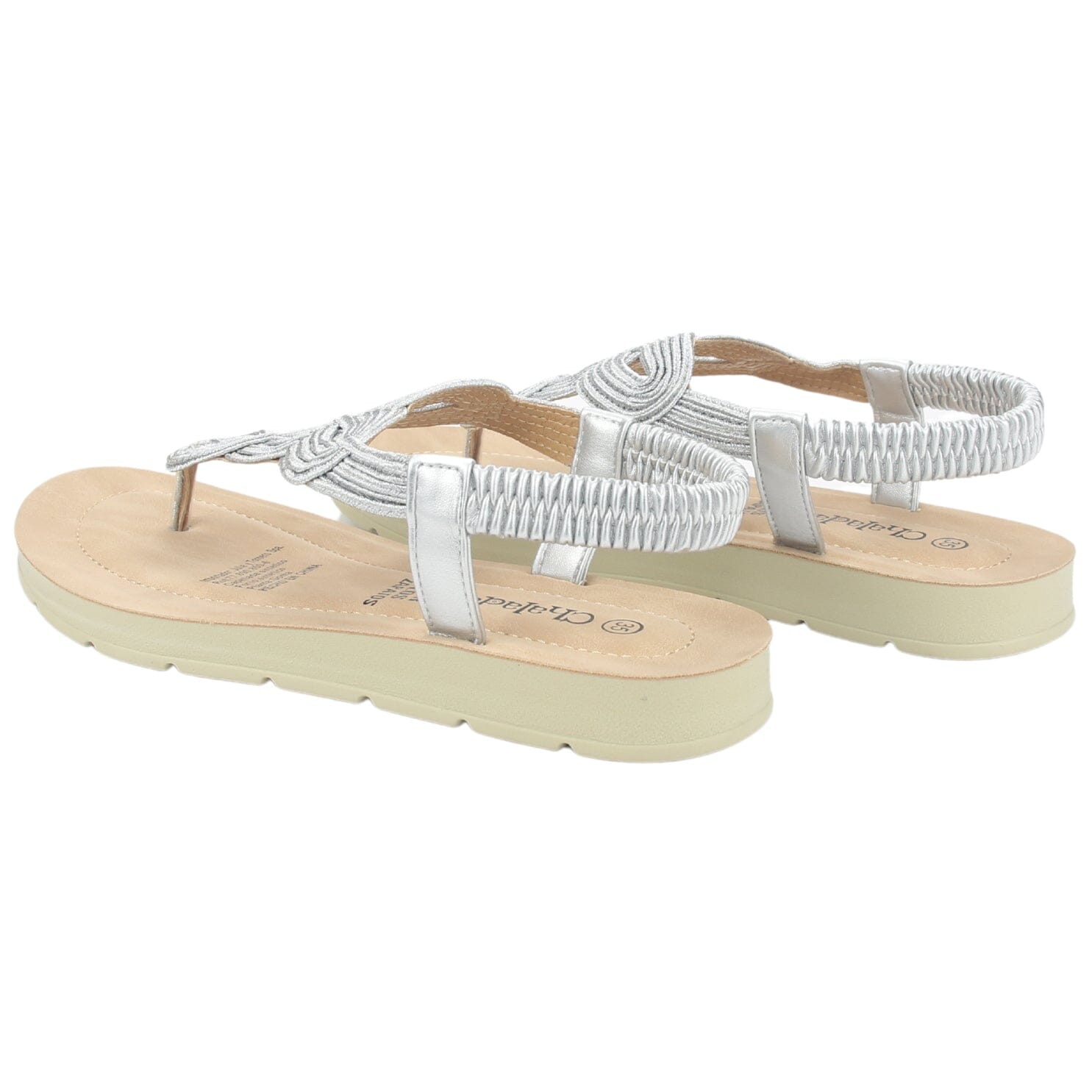Sandalia Chalada Mujer Quina-1 Plateado Plano Sandalias Chalada 