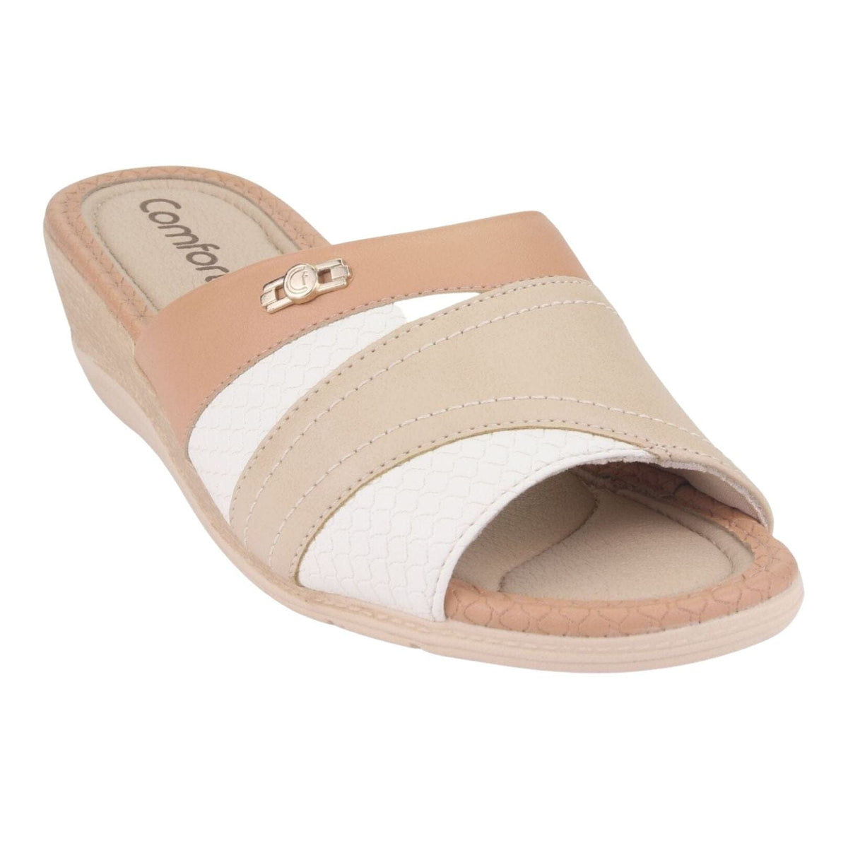 Sandalia Comfortflex Mujer 2296401 Beige Casual Sandalias Taco Comfortflex 
