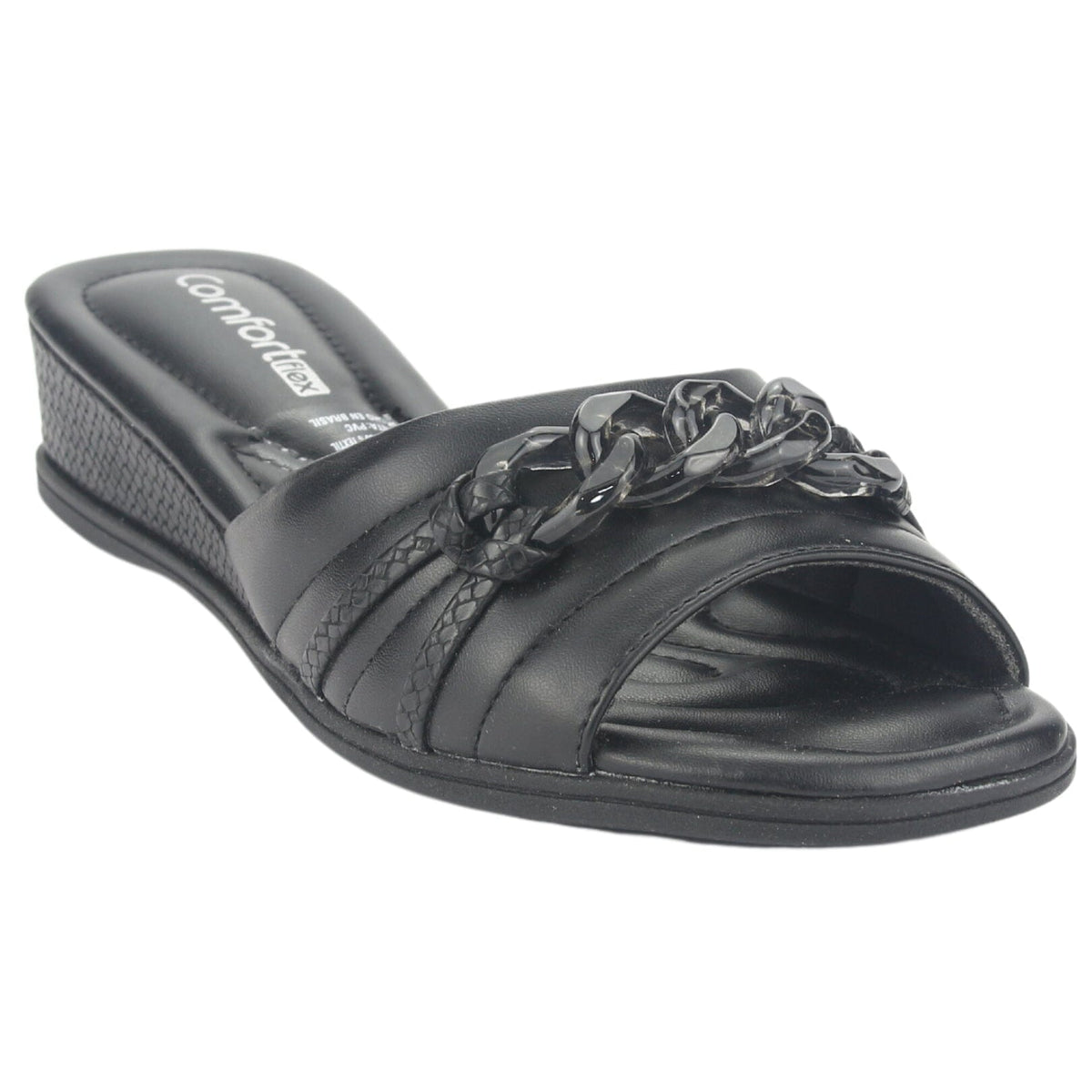 Sandalia Comfortflex Mujer 2370401 Negro Casual Sandalias Planas Comfortflex 