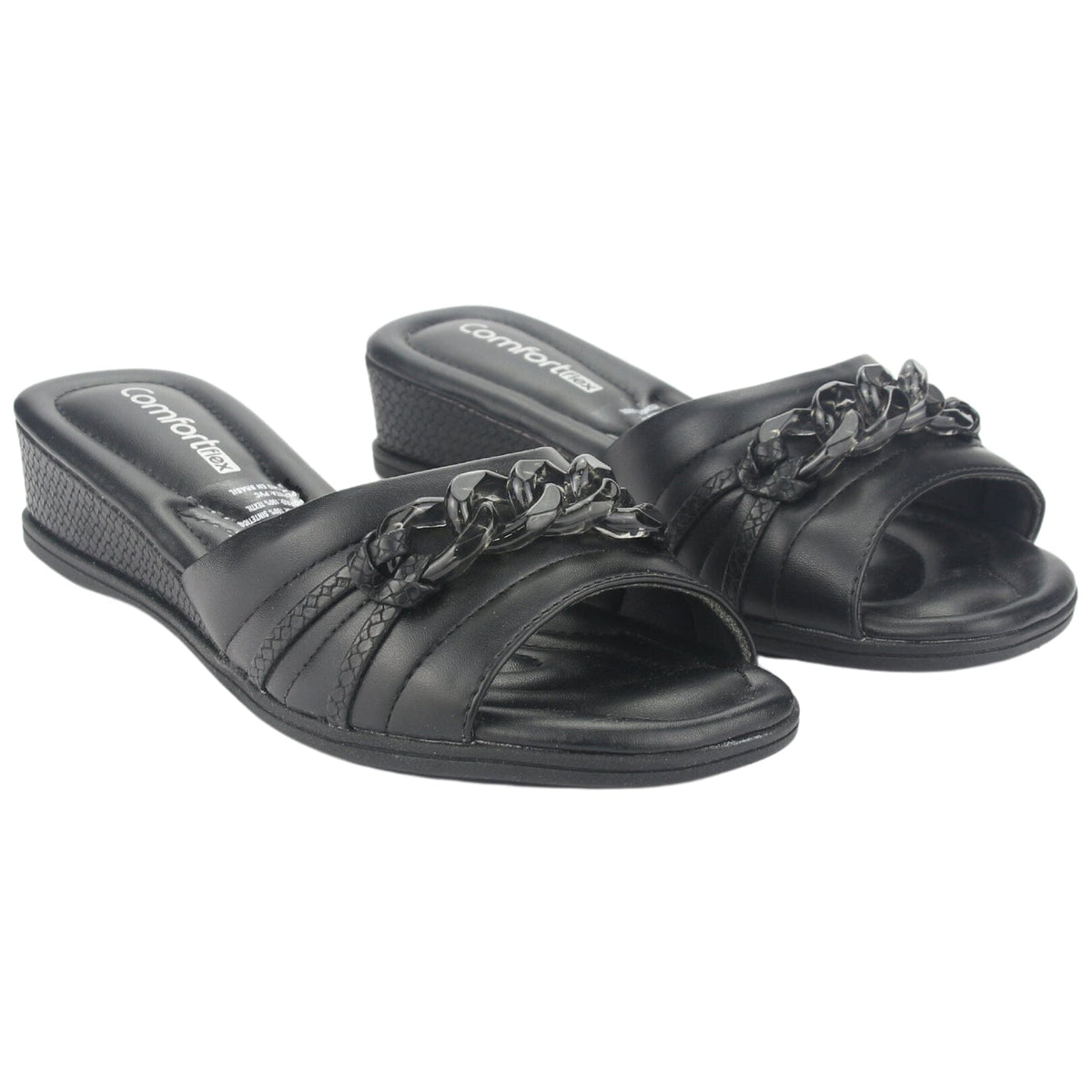 Sandalia Comfortflex Mujer 2370401 Negro Casual Sandalias Planas Comfortflex 