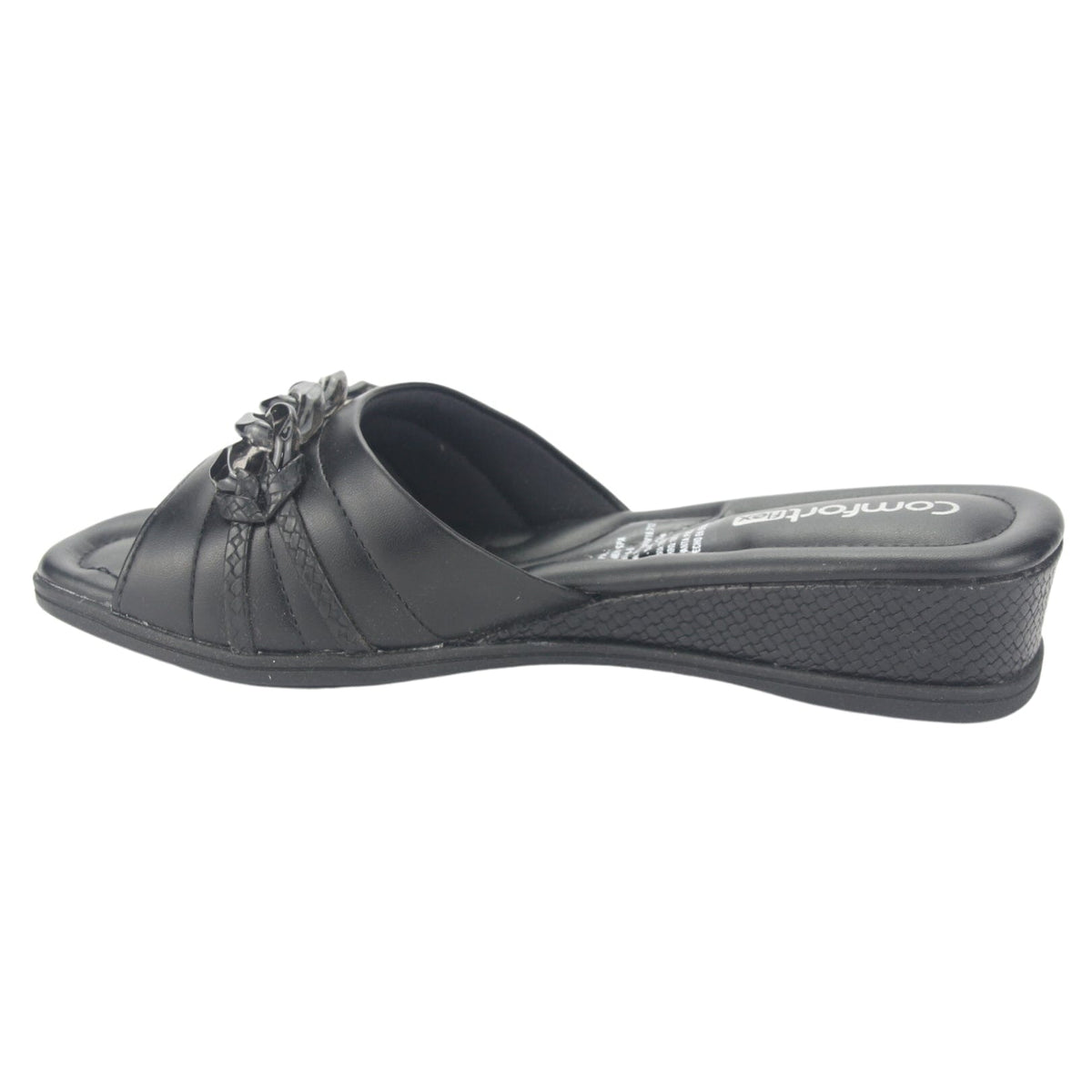 Sandalia Comfortflex Mujer 2370401 Negro Casual Sandalias Planas Comfortflex 