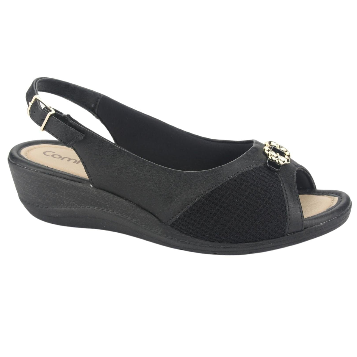 Sandalia Comfortflex Mujer 2396452 Negro Casual Sandalias Planas Comfortflex 