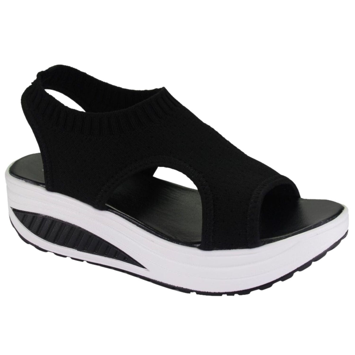 Sandalia Funway Mujer Tija-29 Negro Plataforma Sandalias Funway 