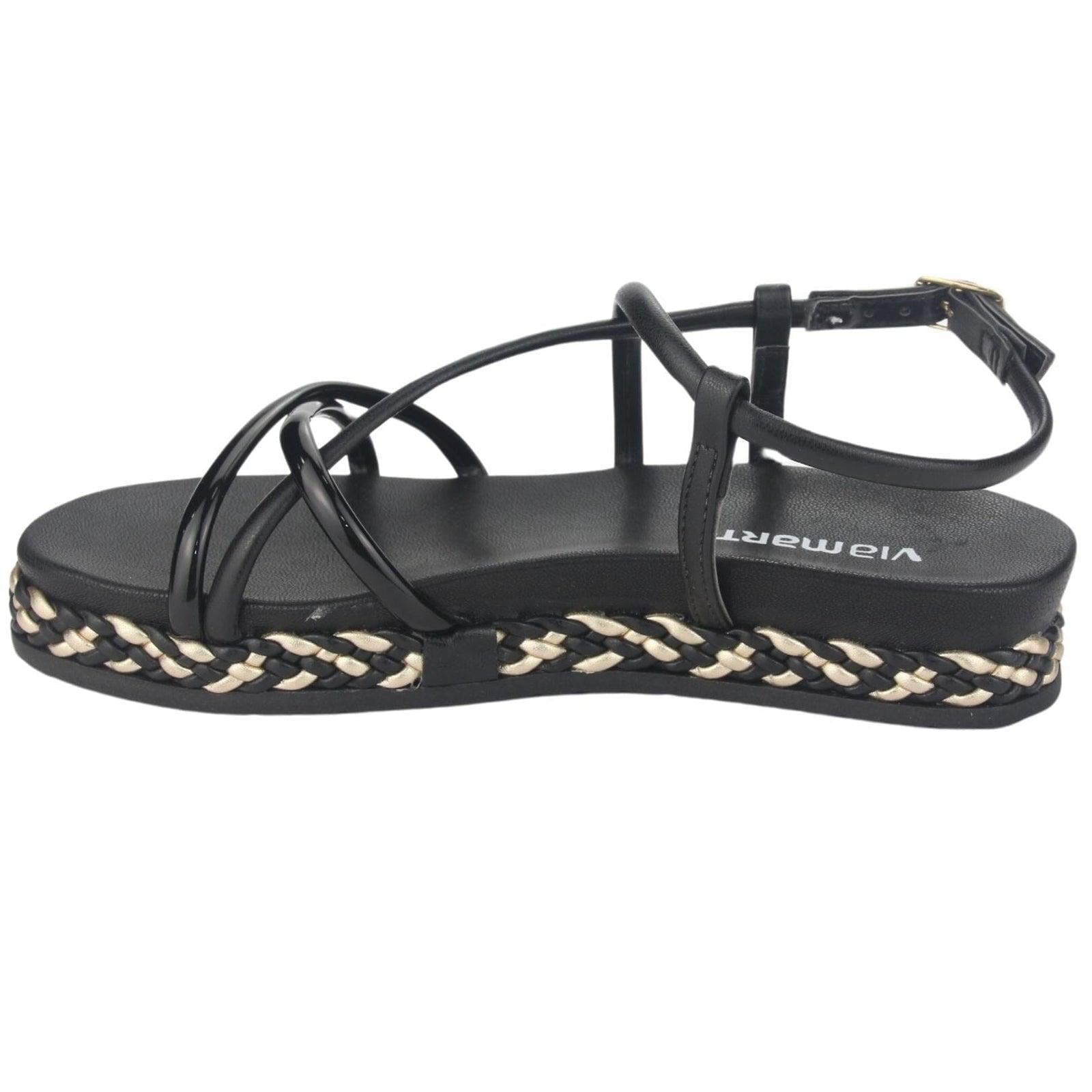 Sandalia Via Marte Mujer 23-10408 V Preto Casual Sandalias Plataforma Via Marte 