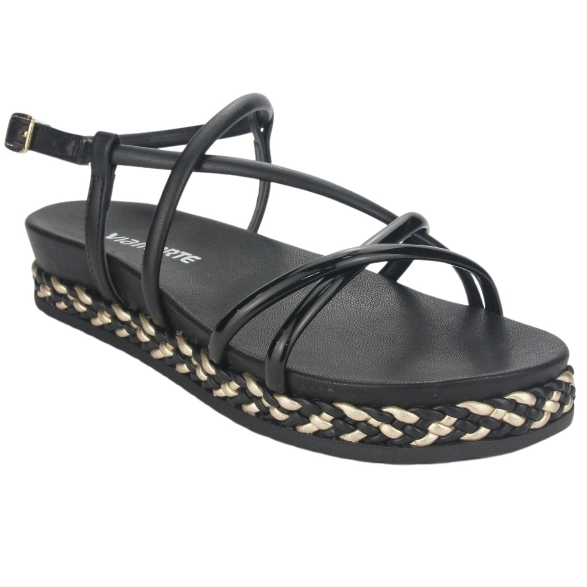 Sandalia Via Marte Mujer 23-10408 V Preto Casual Sandalias Plataforma Via Marte 