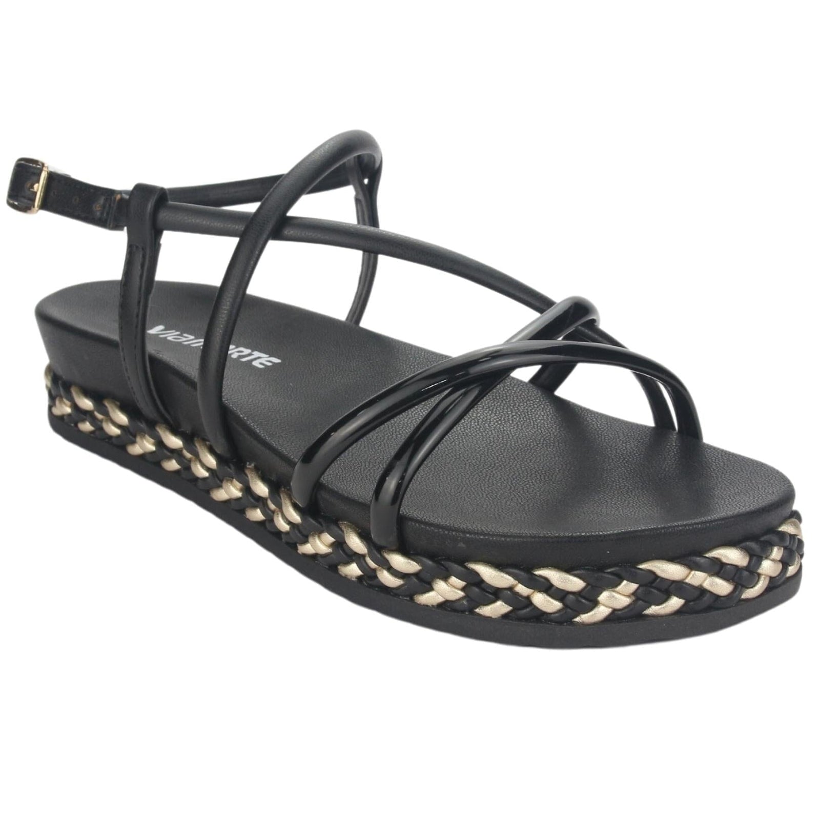 Sandalia Via Marte Mujer 23-10408 V Preto Casual Sandalias Plataforma Via Marte 