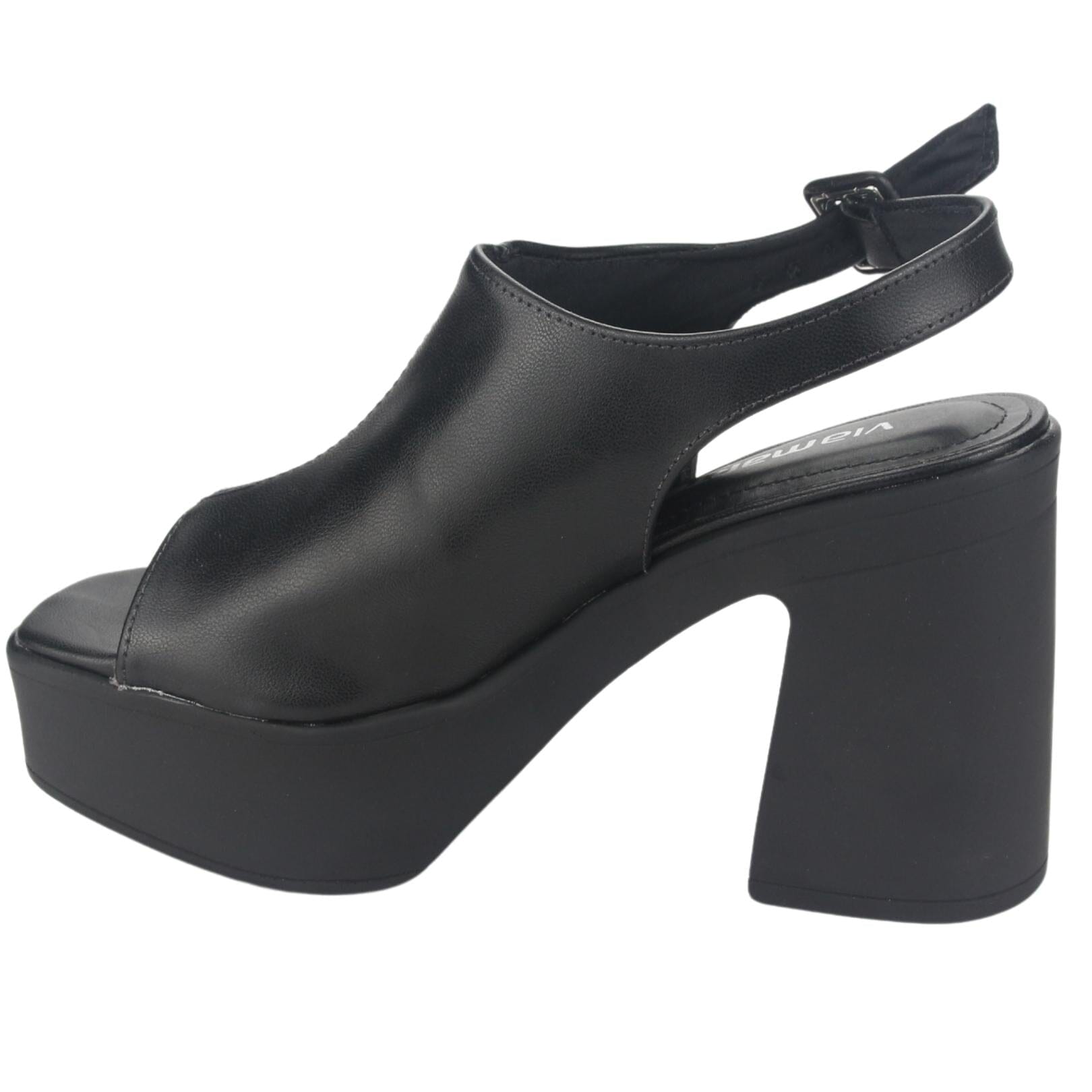 Sandalia Via Marte Mujer 23-11101 Preto Casual Sandalias Plataforma Via Marte 