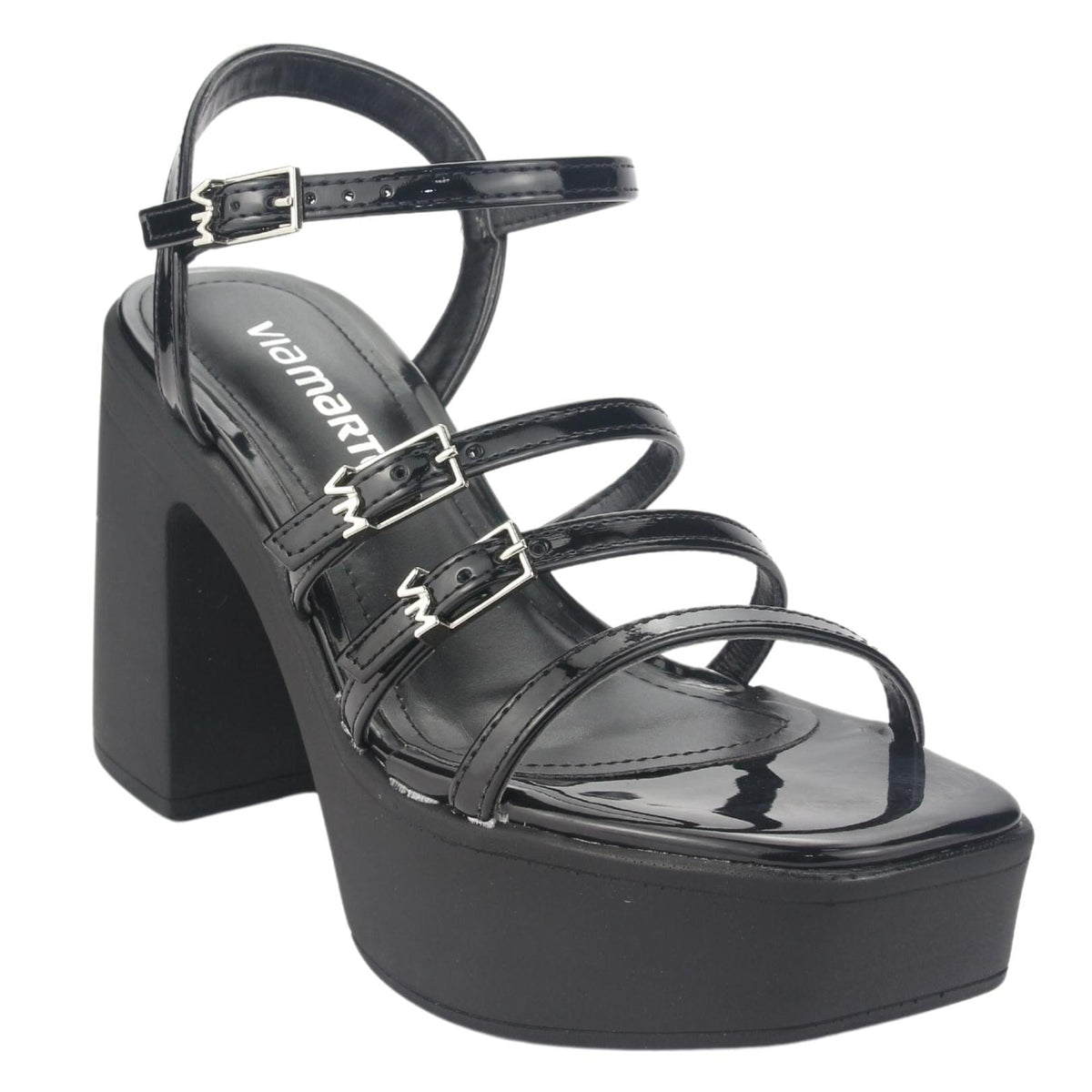 Sandalia Via Marte Mujer 23-11103 V Preto Casual Sandalias Plataforma Via Marte 
