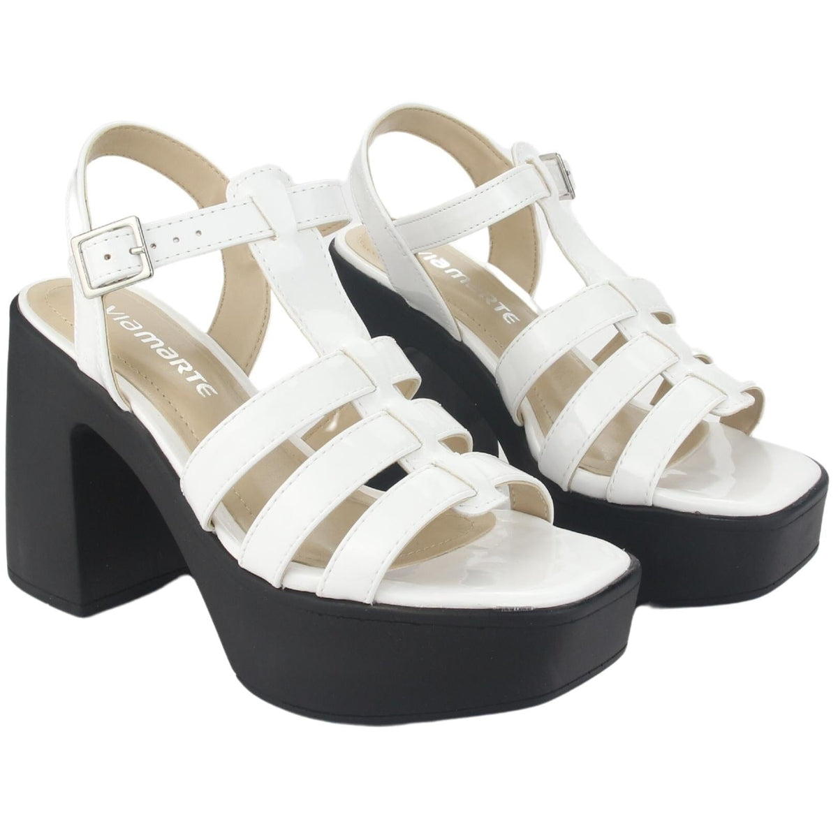 Sandalia Via Marte Mujer 23-11104 V Branco Casual Sandalias Plataforma Via Marte 