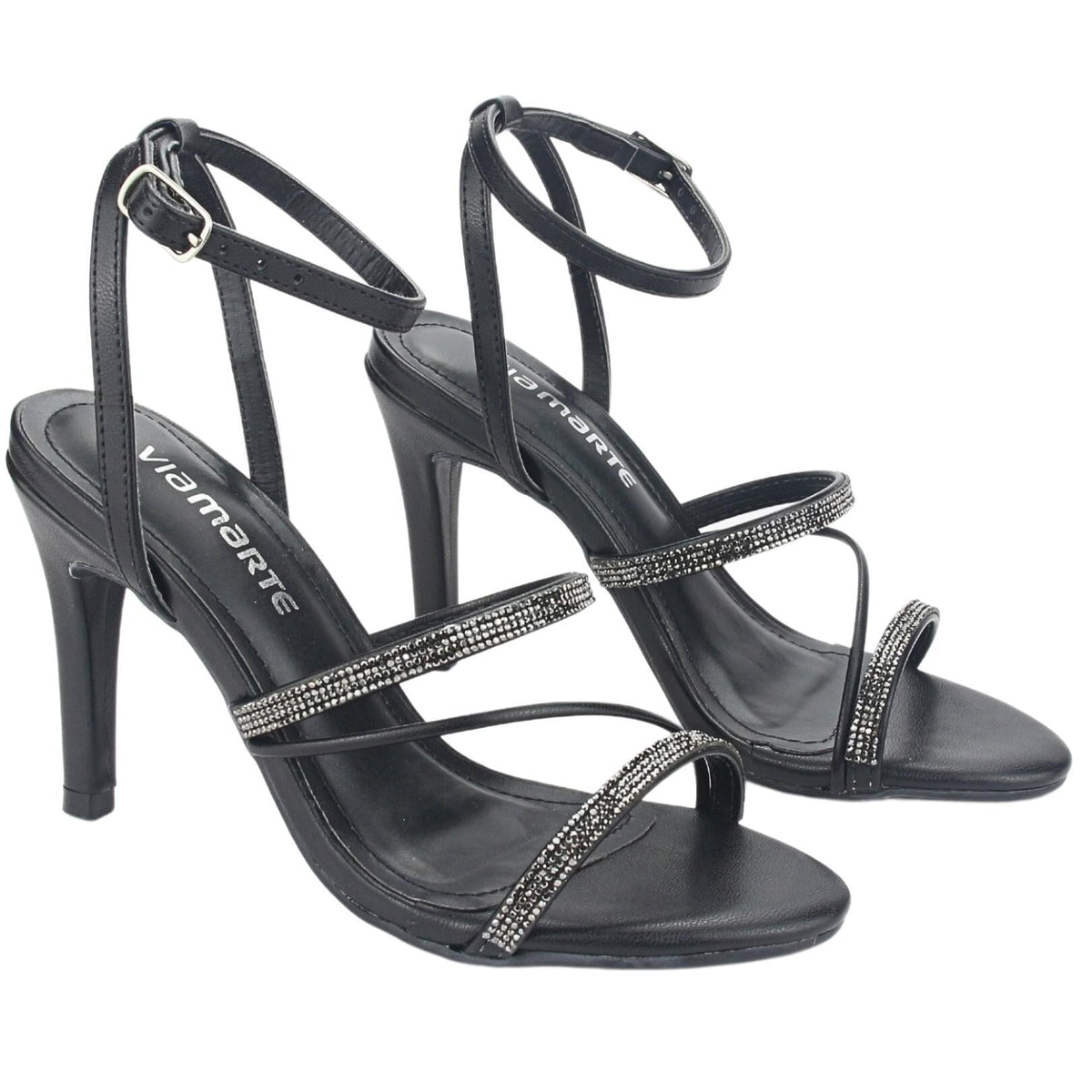 Sandalia Via Marte Mujer 23-17704 Preto Casual Sandalias Taco Via Marte 