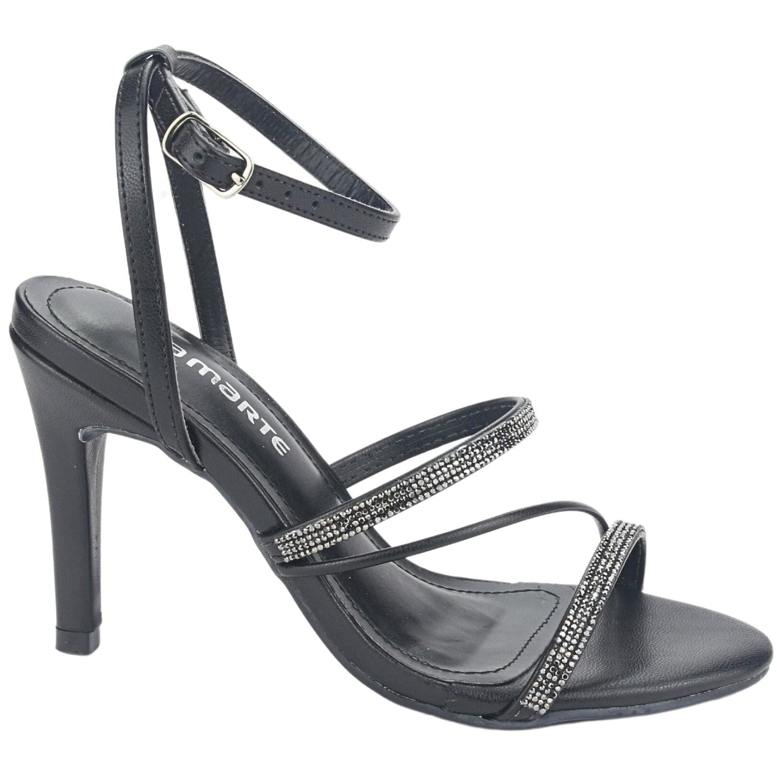 Sandalia Via Marte Mujer 23-17704 Preto Casual Sandalias Taco Via Marte 