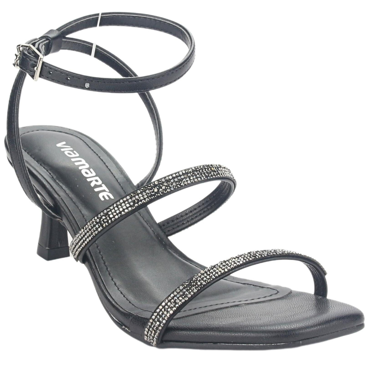 Sandalia Via Marte Mujer 23-18501 Preto Casual Sandalias Taco Via Marte 