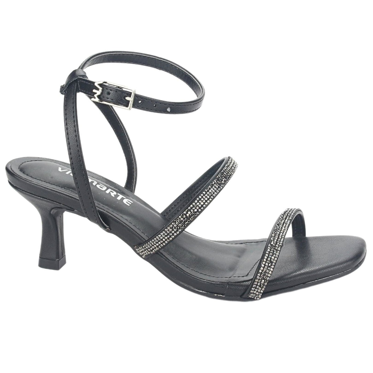 Sandalia Via Marte Mujer 23-18501 Preto Casual Sandalias Taco Via Marte 