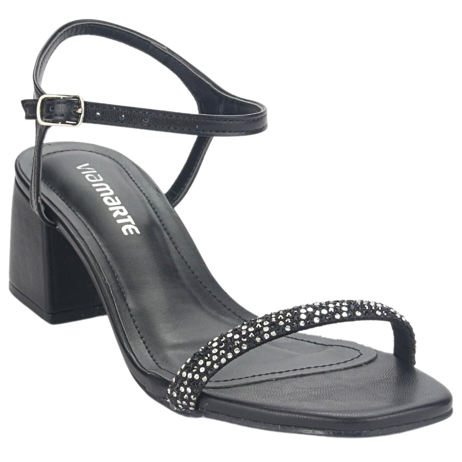 Sandalia Via Marte Mujer 23-9707 Preto Casual Sandalias Taco Via Marte 