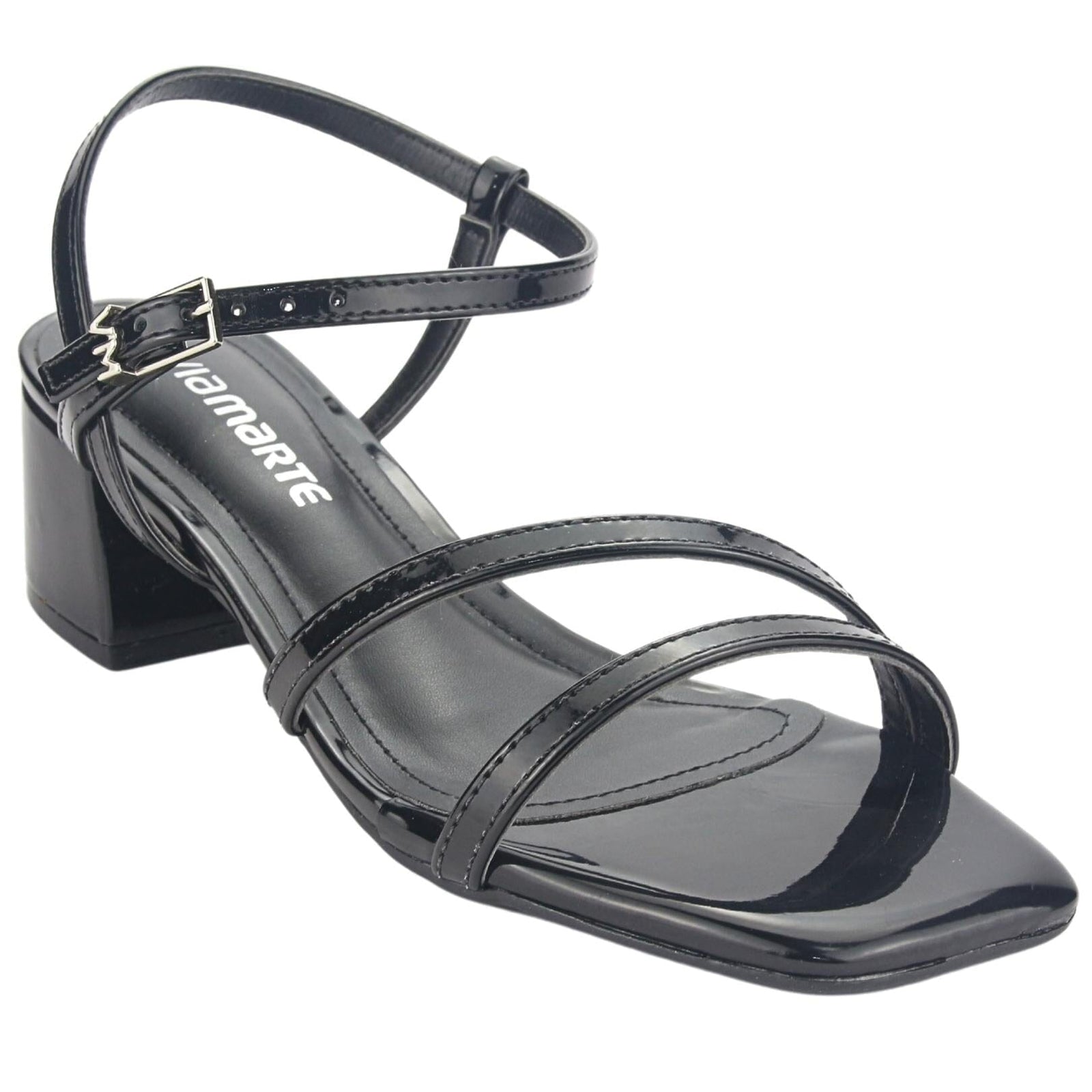 Sandalia Via Marte Mujer 23-9801 V Preto Casual Sandalias Taco Via Marte 
