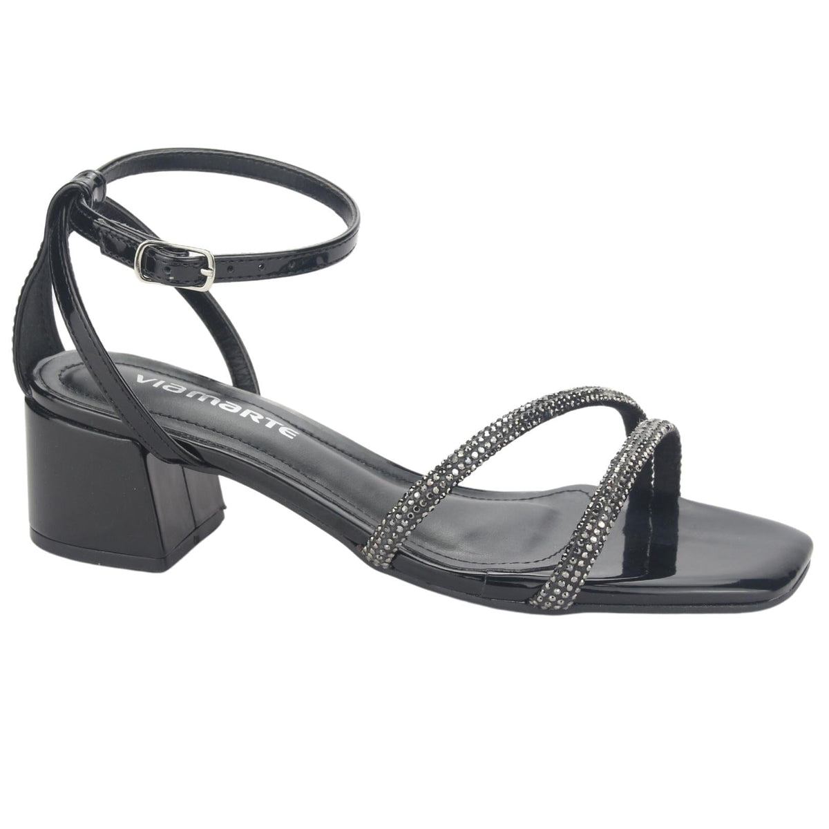 Sandalia Via Marte Mujer 23-9804 V Preto Casual Sandalias Taco Via Marte 