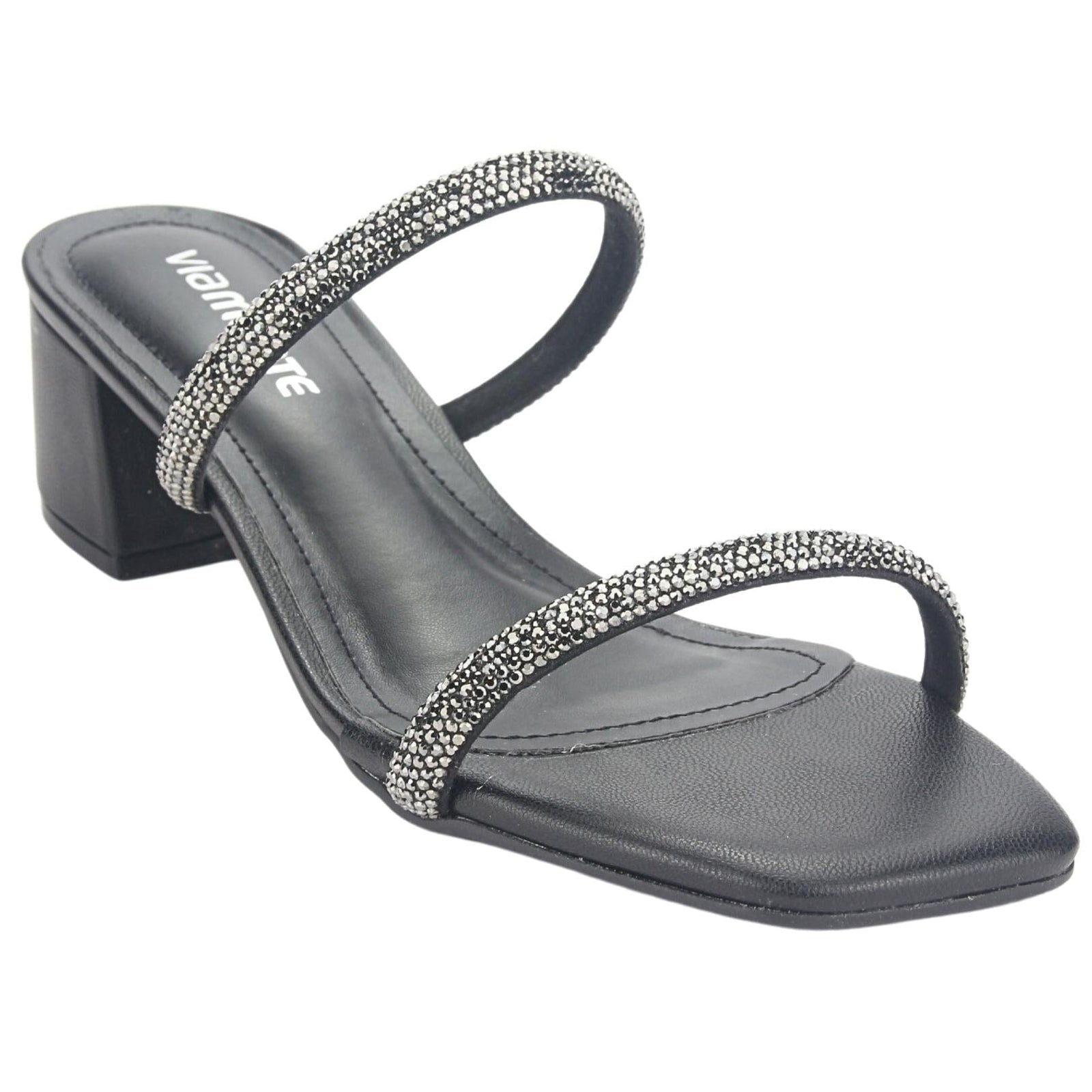 Sandalia Via Marte Mujer 23-9810 Preto Casual Sandalias Taco Via Marte 
